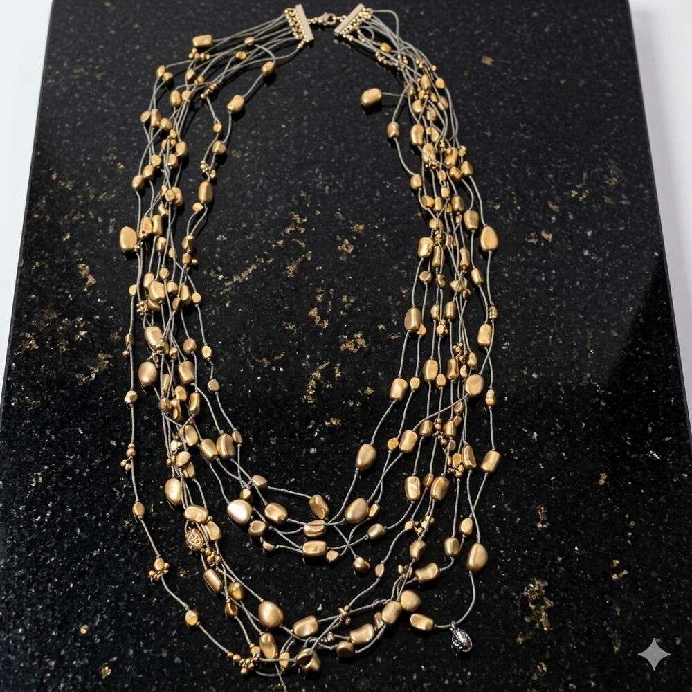 Chico's Elegant Gold Multi-Strand Necklace NWT